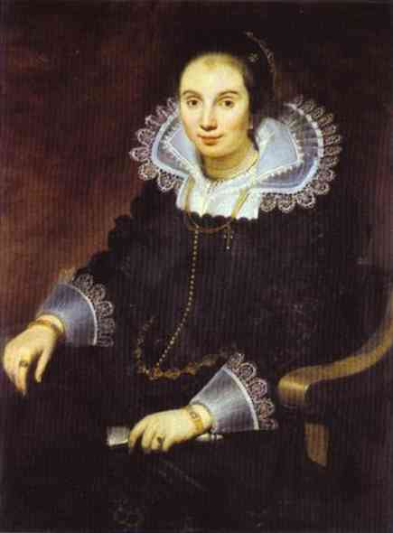 Portrait of a Lady with a Fan by Cornelis de Vos — Oil Painting Reproduction