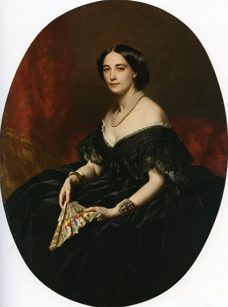 Portrait of a lady with a fan by Franz Xaver Winterhalter — Oil Painting Reproduction