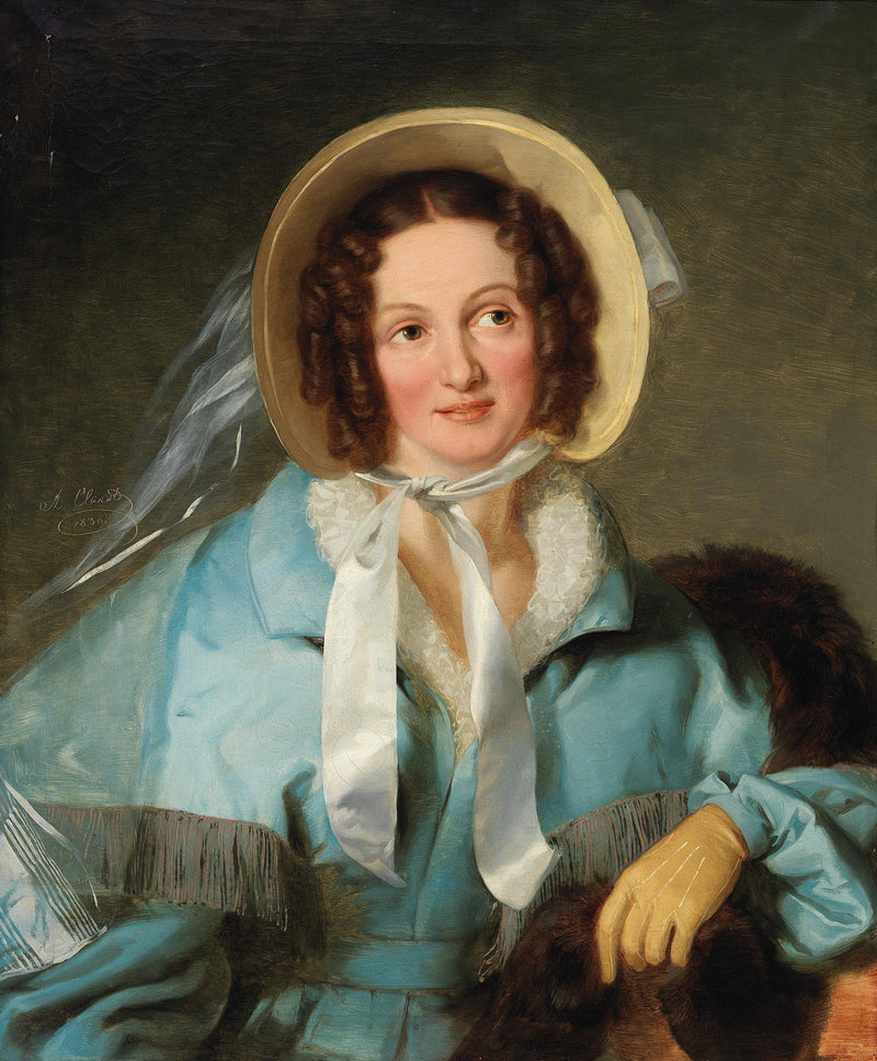 Portrait of a lady with an hat by Alexander Clarot — Oil Painting Reproduction