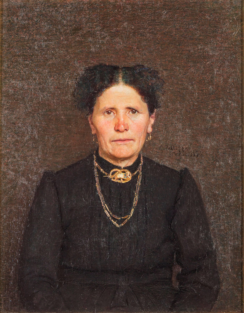 Portrait of a landowner's wife (Portrait of Mrs. Battegazzore) by Pellizza da Volpedo — Oil Painting Reproduction