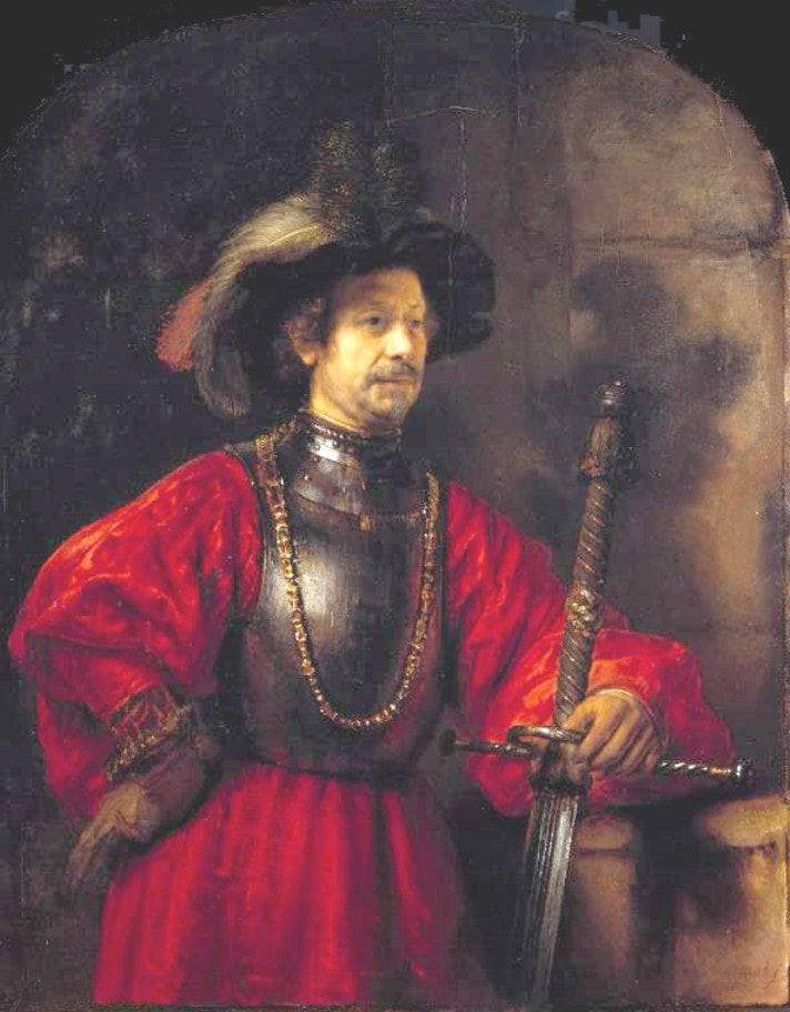 Portrait of a man in military costume by Rembrandt — Oil Painting Reproduction