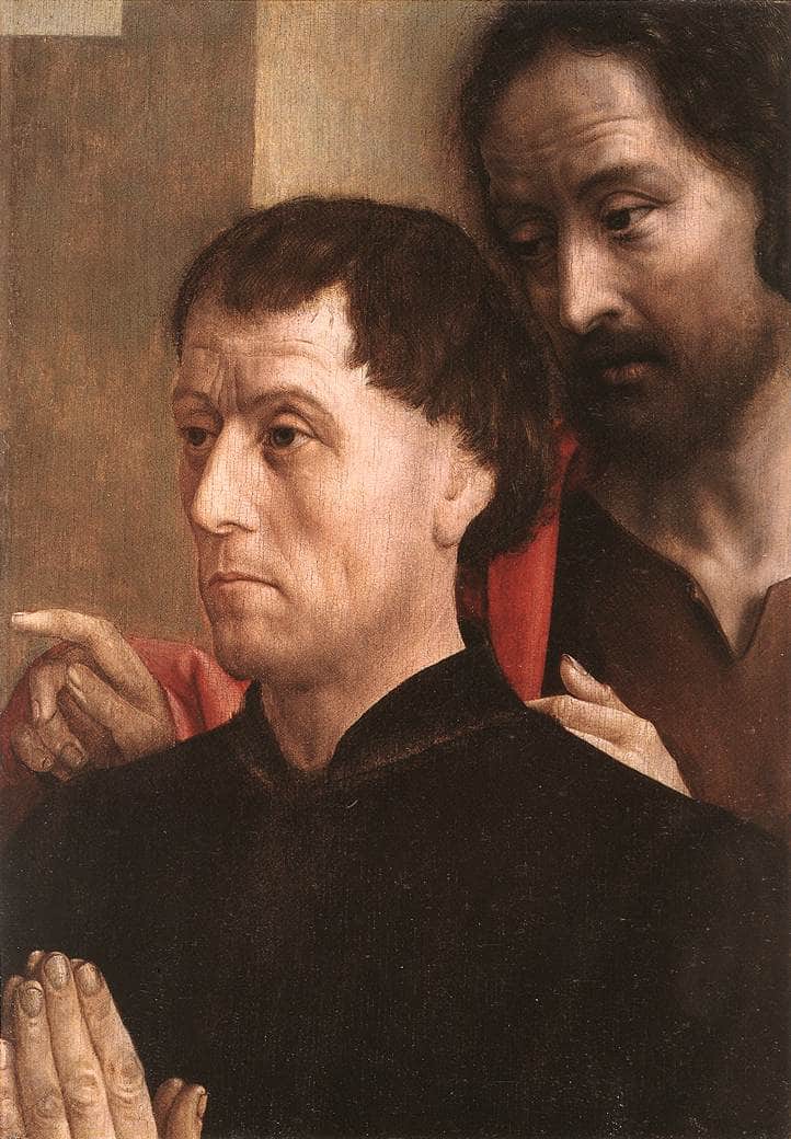 Portrait of a Man of Prayer with St. John the Baptist by Hugo van der Goes — Oil Painting Reproduction