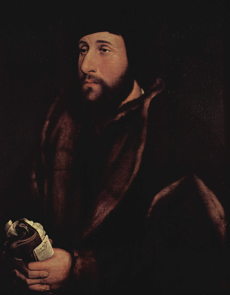 Portrait of a man with a letter and gloves by Hans Holbein the Younger — Oil Painting Reproduction