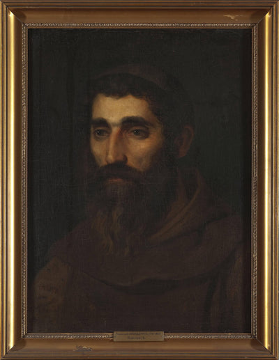 Portrait of a monk in dining room