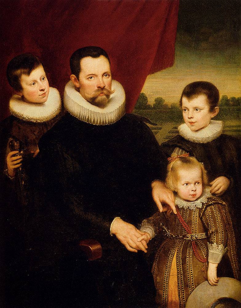 Portrait of a Nobleman and Three Children by Cornelis de Vos — Oil Painting Reproduction
