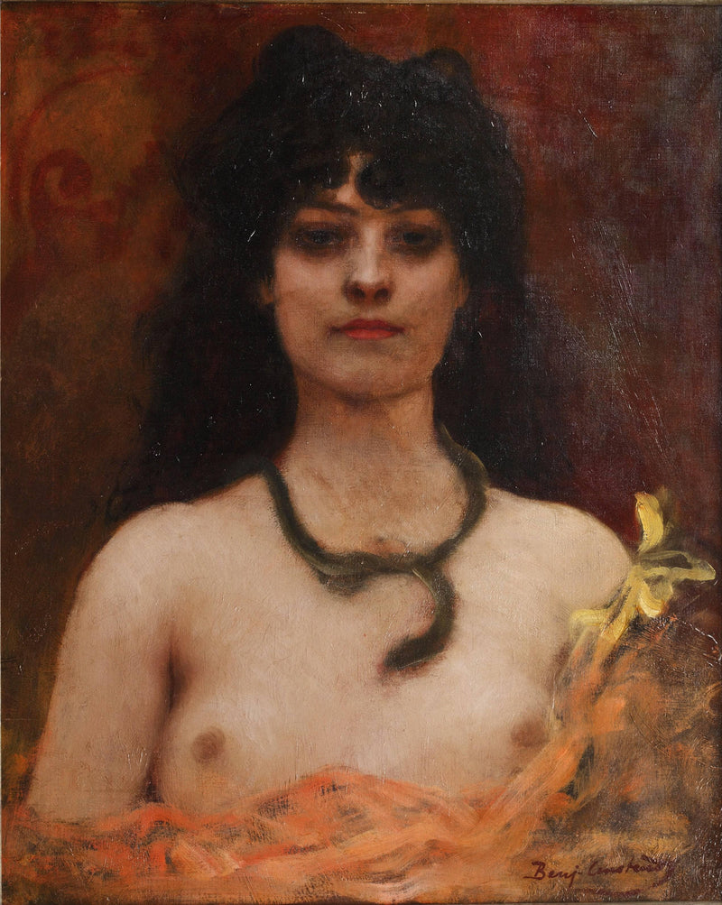 Portrait of a Nude Lady, Bust Length by Benjamin Constant — Oil Painting Reproduction
