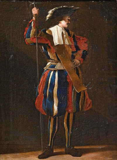 Portrait of a Swiss Guard in kitchen