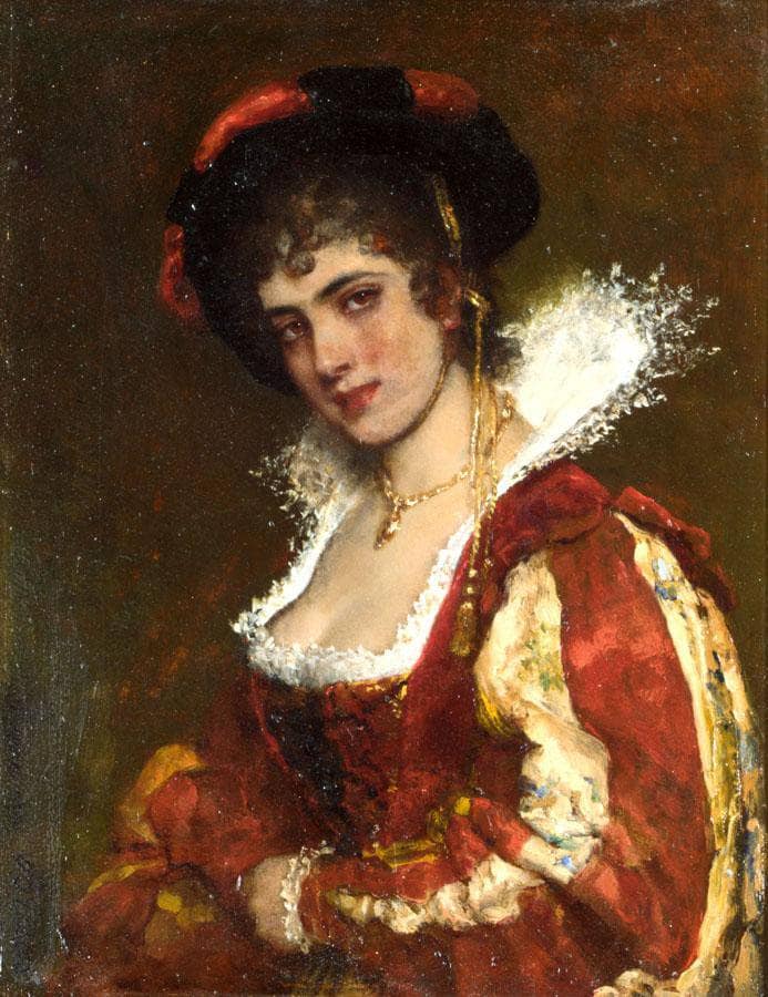 Portrait of a Venetian Lady by Eugene de Blaas — Oil Painting Reproduction