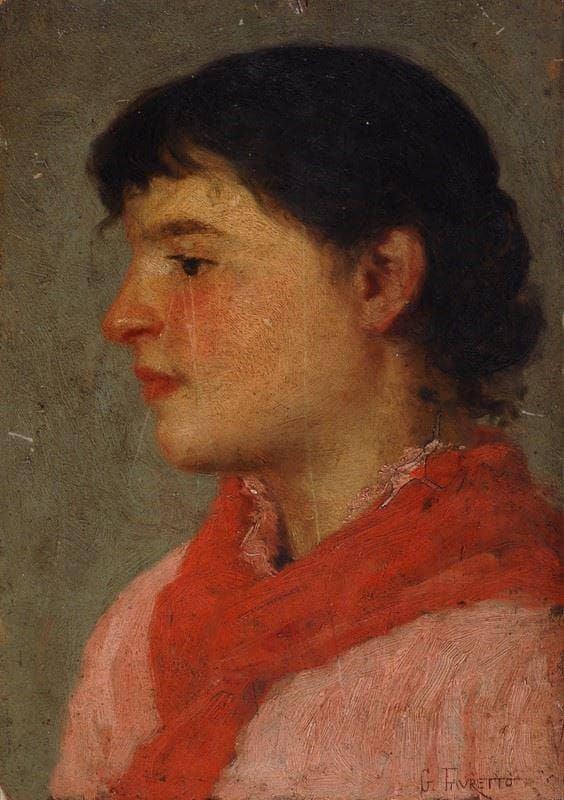 Portrait of a woman by Giacomo Favretto — Oil Painting Reproduction