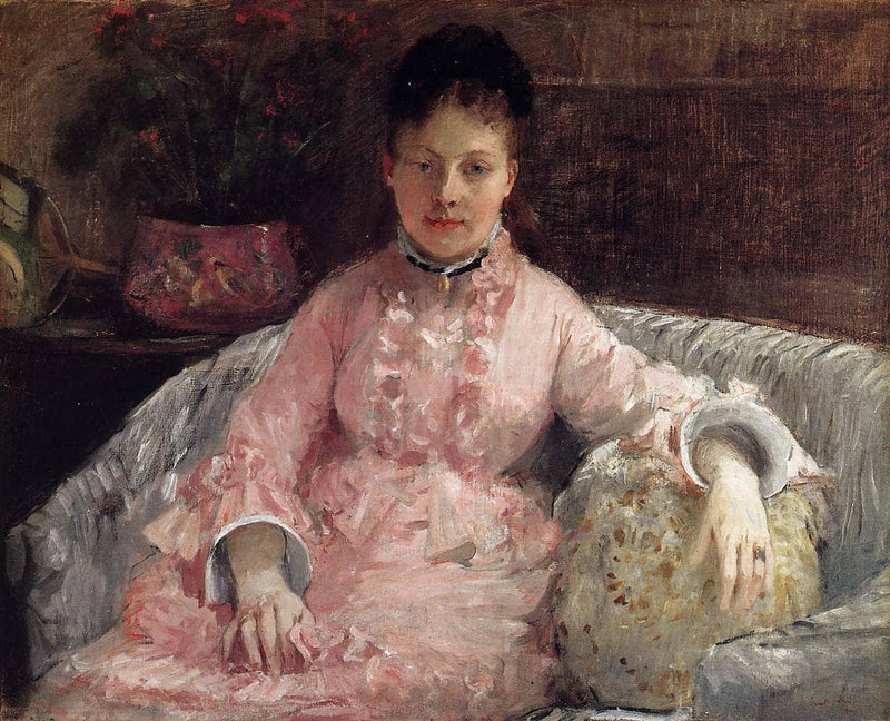 Portrait of a Woman in a pink dress by Berthe Morisot — Oil Painting Reproduction