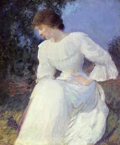 Portrait of a Woman in white by Edmund Charles Tarbell — Oil Painting Reproduction
