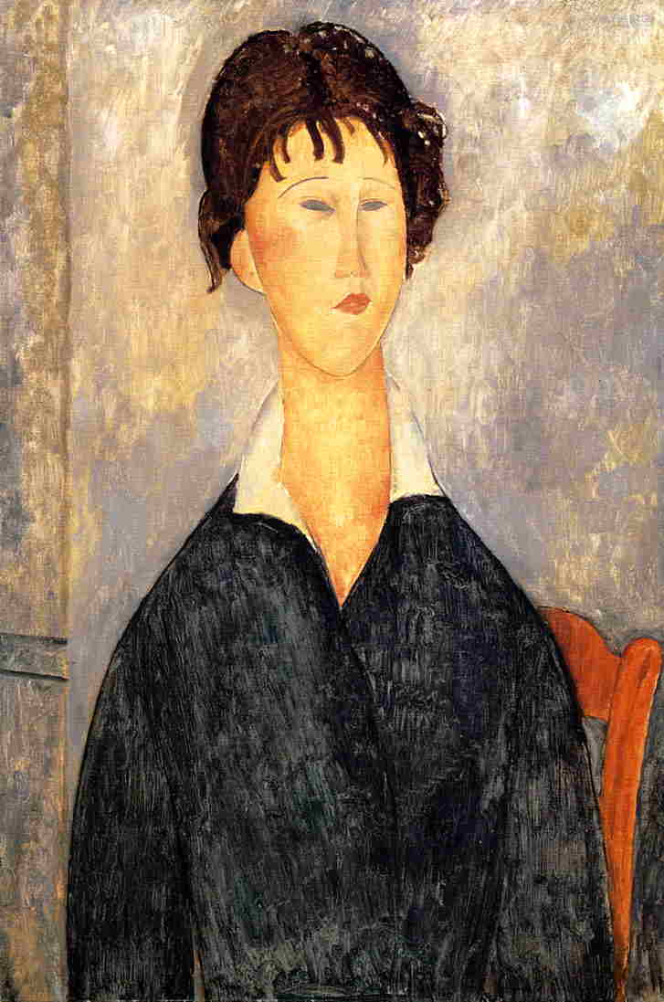 Portrait of a Woman with a White Collar by Amedeo Modigliani — Oil Painting Reproduction