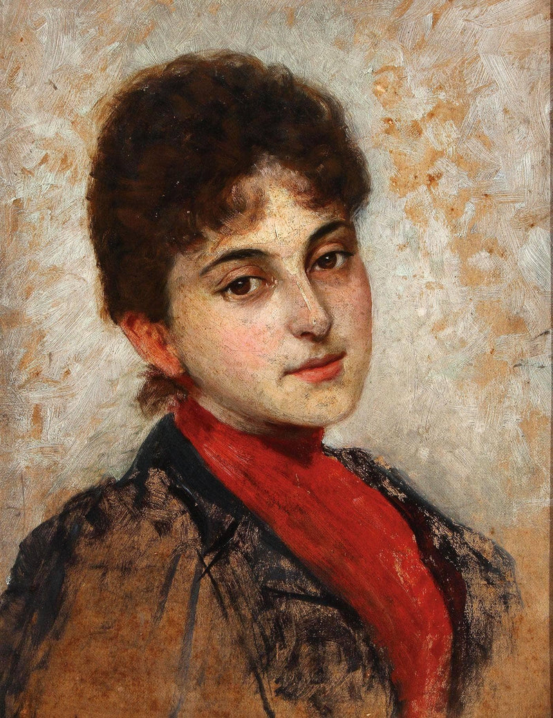 Portrait of a young beauty by Luigi Da Rios — Oil Painting Reproduction