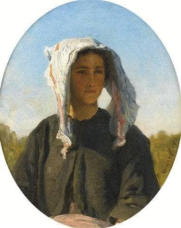 Portrait of a Young Bordeaux Peasant Woman by Jules Breton — Oil Painting Reproduction