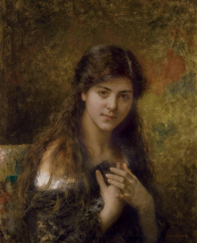 Portrait of a young girl in master bedroom