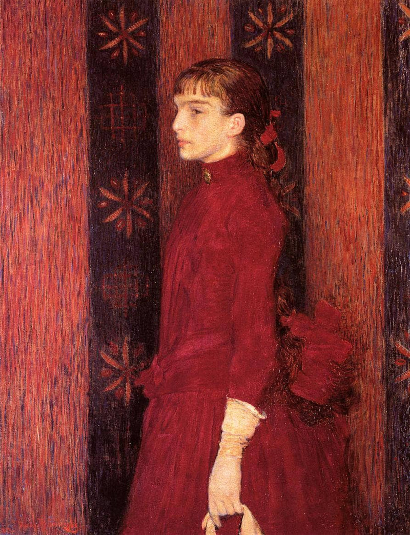 Portrait of a Young Girl in Red by Theo van Rysselberghe — Oil Painting Reproduction
