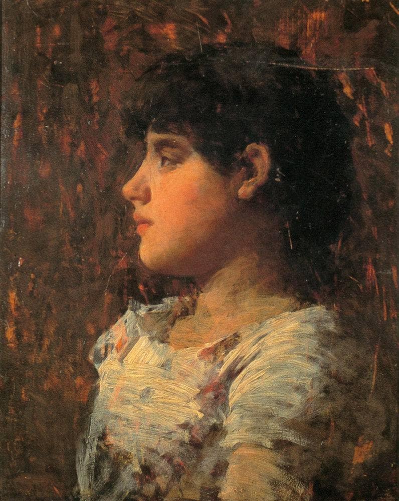 Portrait of a young girl by Noè Bordignon — Oil Painting Reproduction