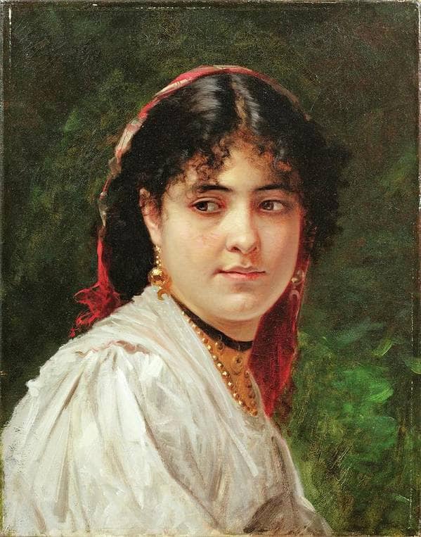 Portrait of a young Italian woman, also said of a Bohemian by Alexandre Cabanel — Oil Painting Reproduction