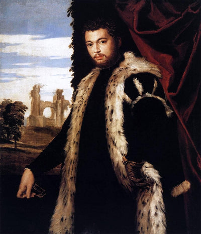 Portrait of a Young Man Wearing Lynx Fur in dining room