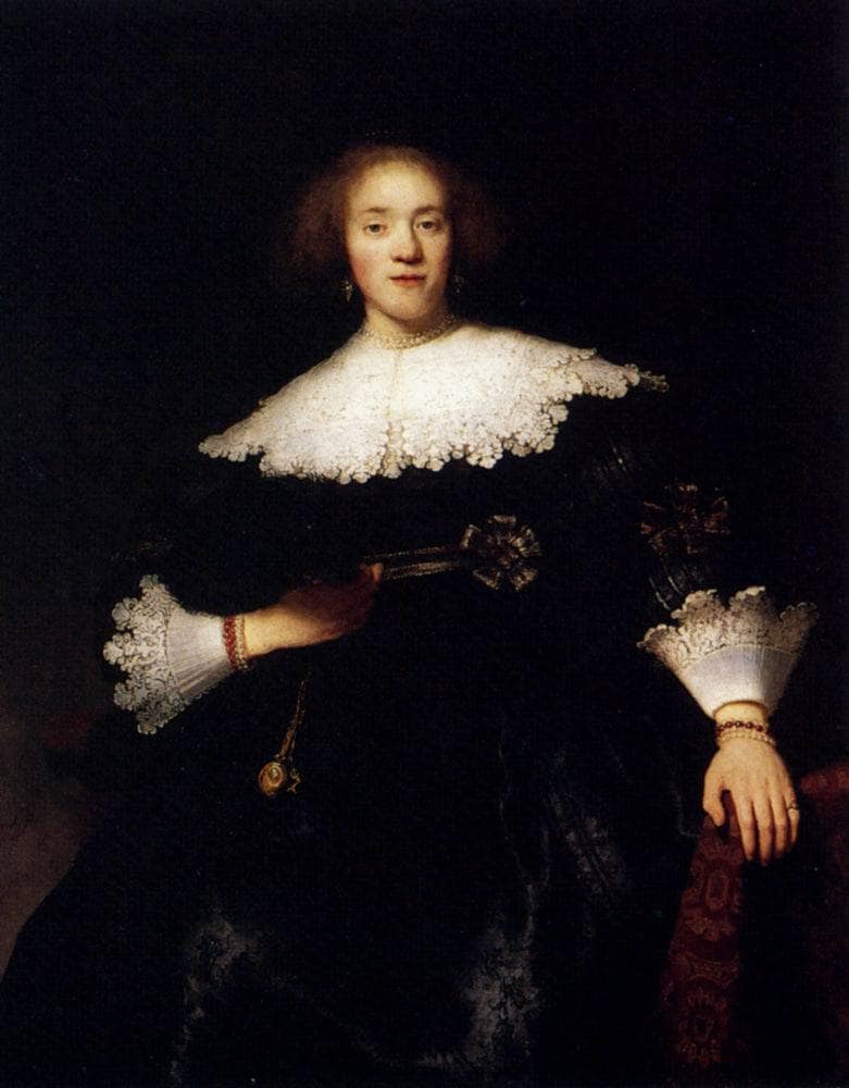 Portrait Of A Young Woman With A Fan by Rembrandt — Oil Painting Reproduction