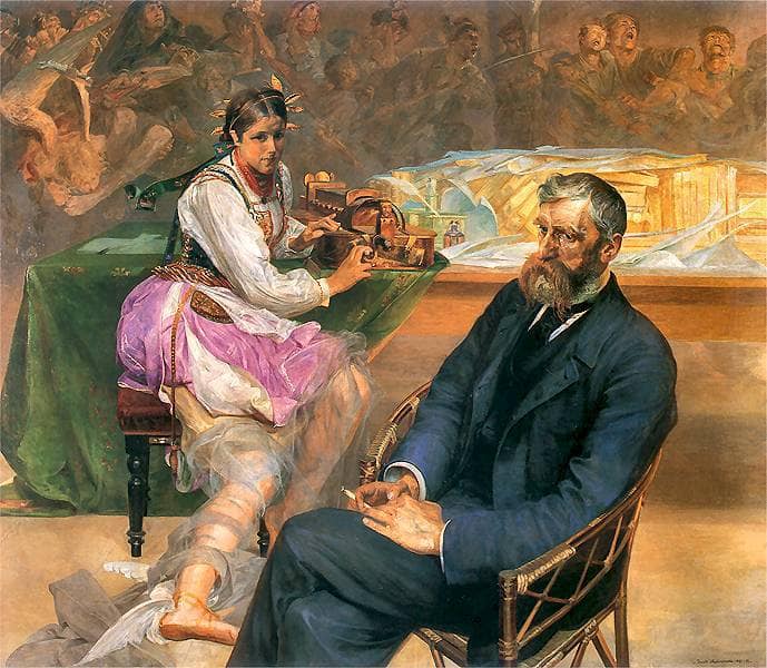 Portrait of Adam Asnyk with a Muse by Jacek Malczewski — Oil Painting Reproduction