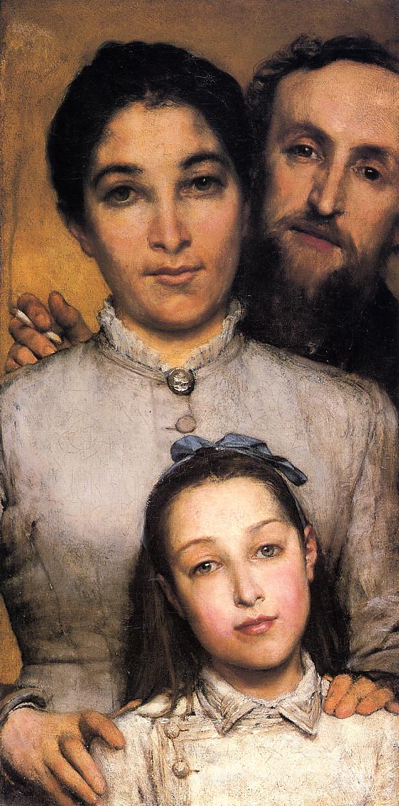 Portrait of Aime Jules Dalou, his Wife and Daughter by Sir Lawrence Alma-Tadema, Oil Painting Reproduction