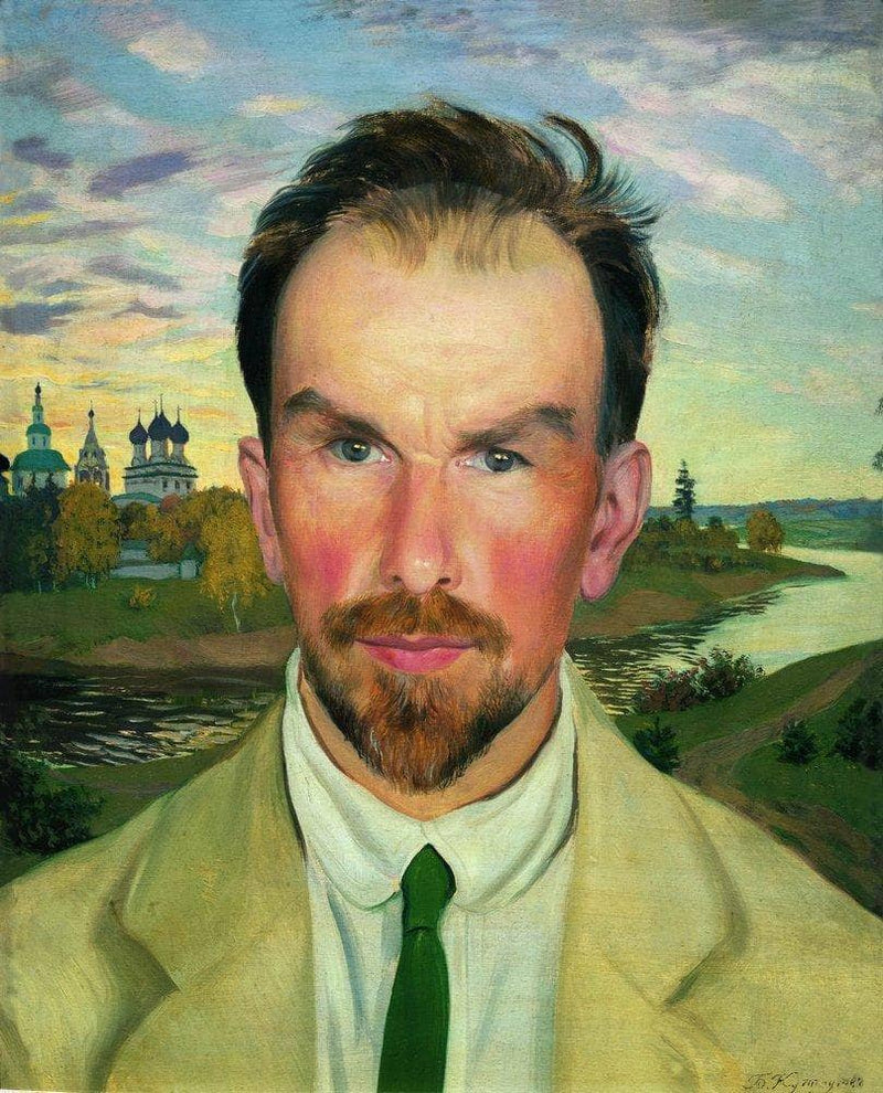 Portrait of an Art Historian and Restorer Alexander Anisimov by Boris Kustodiev — Oil Painting Reproduction