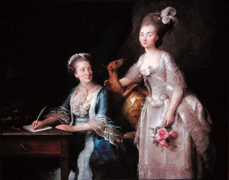 Portrait of an elderly lady with her daughter by Anne Vallayer-Coster — Oil Painting Reproduction