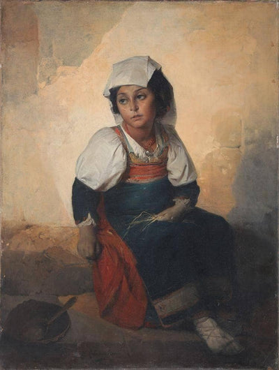 Portrait of an Italian peasant woman in home office