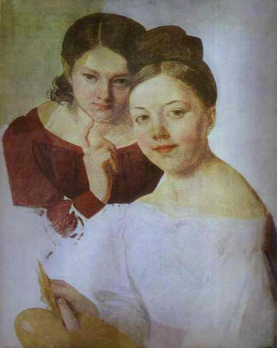 Portrait of Artist's Daughters Alexandra and Felisata in bedroom