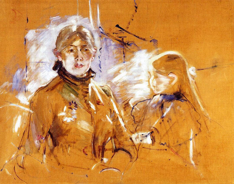 Portrait of Berthe Morisot and Her Daughter by Berthe Morisot — Oil Painting Reproduction