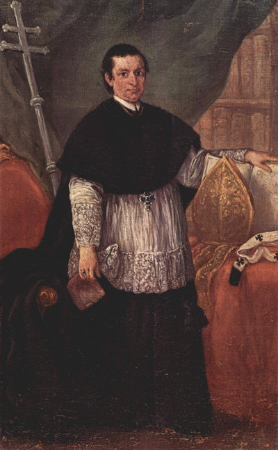 Portrait of Bishop Benedetto Ganassoni in modern living room