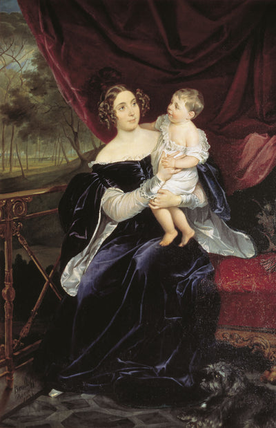 Portrait of Countess O. I. Orlova-Davydova and Her Daughter in study