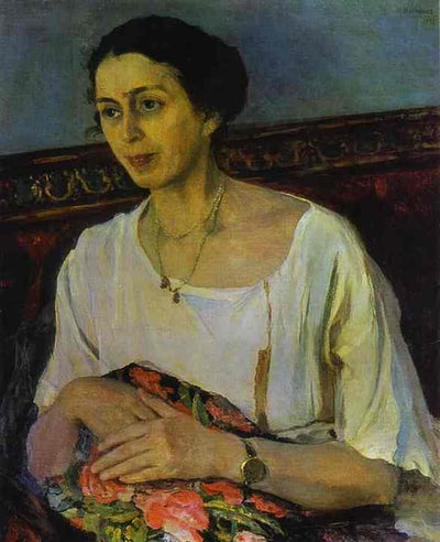 Portrait of Elena Rasumova in kitchen