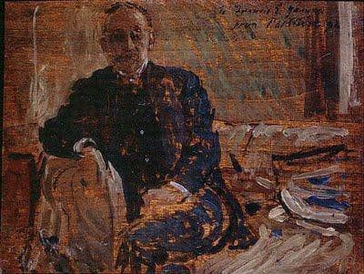 Portrait of Francis Edward James in modern living room