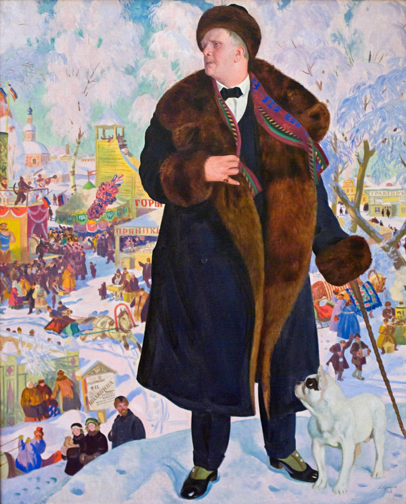 Portrait of Fyodor Chaliapin by Boris Kustodiev — Oil Painting Reproduction