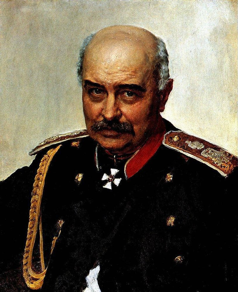 Portrait of general and statesman Mikhail Ivanovich Dragomirov by Ilya Repin — Oil Painting Reproduction