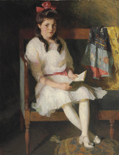 Portrait of Gertrude Russell in apartment