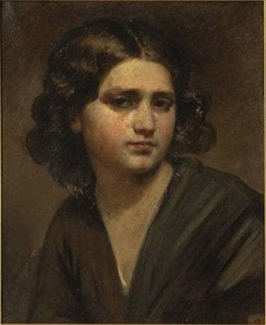 Portrait of girl with brown curly hair in three quarters view by Franz Xaver Winterhalter — Oil Painting Reproduction