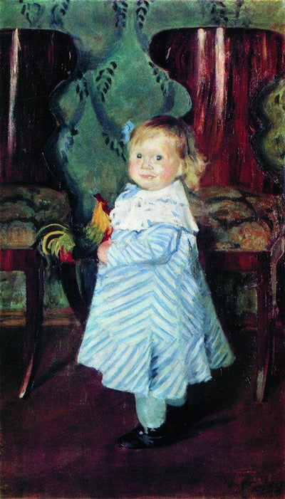 Portrait of I.B. Kustodieva in living room