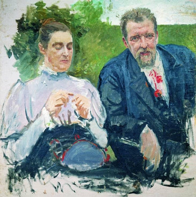 Portrait of I. F. Tyumenev with his wife in hallway
