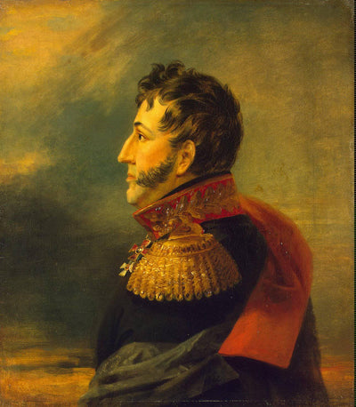 Portrait of Ivan T. Sazonov in master bedroom