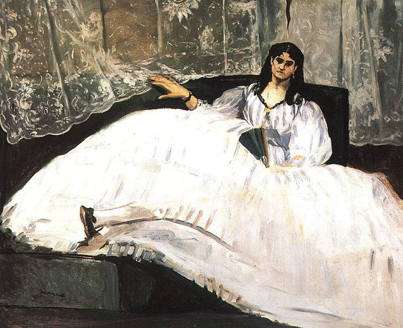 Jeanne Duval, Baudelaire's Mistress, Reclining (Lady with a Fan) by Edouard Manet — Oil Painting Reproduction