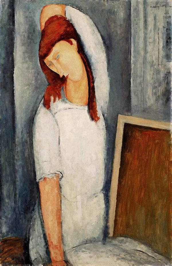 Portrait of Jeanne Hebuterne with her Left Arm Behind her Head by Amedeo Modigliani — Oil Painting Reproduction
