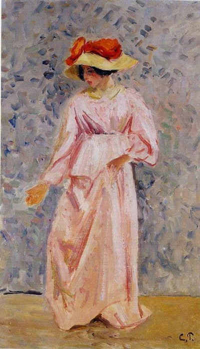 Portrait of Jeanne in a Pink Robe in entryway