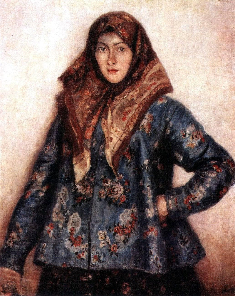 Portrait of L. T. Matorina. Cossack woman. by Vasily Surikov — Oil Painting Reproduction