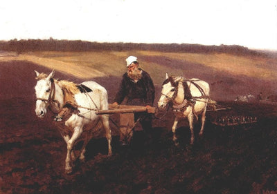 Portrait of Leo Tolstoy as a Ploughman on a Field in study