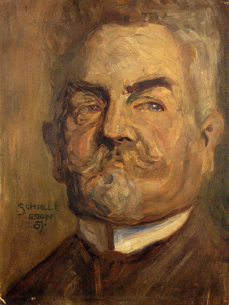 Portrait of Leopold Czihaczek (Head of a Bearded Man I) by Egon Schiele — Oil Painting Reproduction