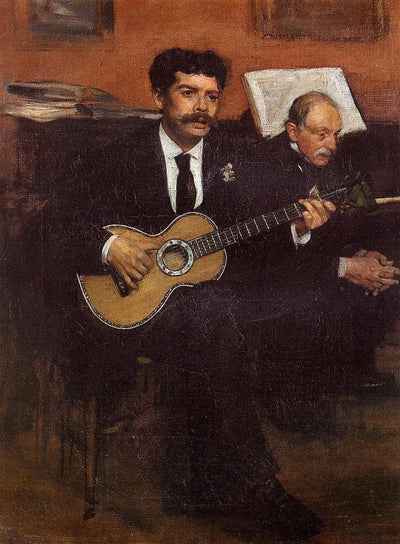 Portrait of Lorenzo Pagans, Spanish tenor, and Auguste Degas, the artist's father in living room