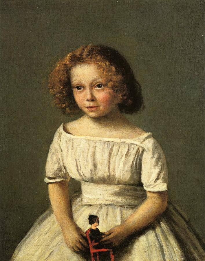 Portrait of Madame Langeron, Four Years Old by Camille Corot — Oil Painting Reproduction
